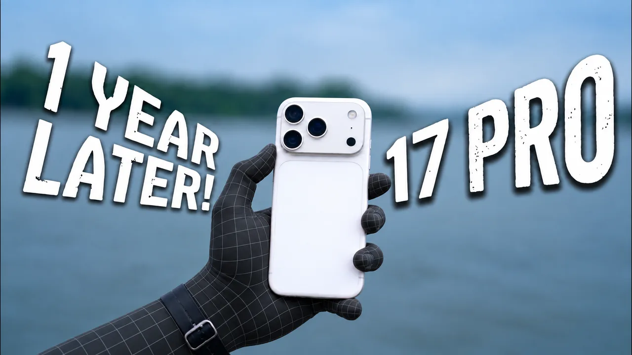A hand-held phone anchors an oversized one-year-later headline.